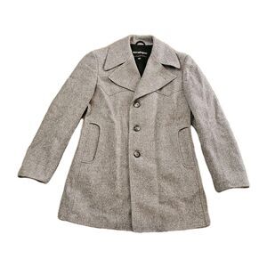 STRATOJAC 70s wool blend men coat 38 retro western yoke mod lapel vintage jacket